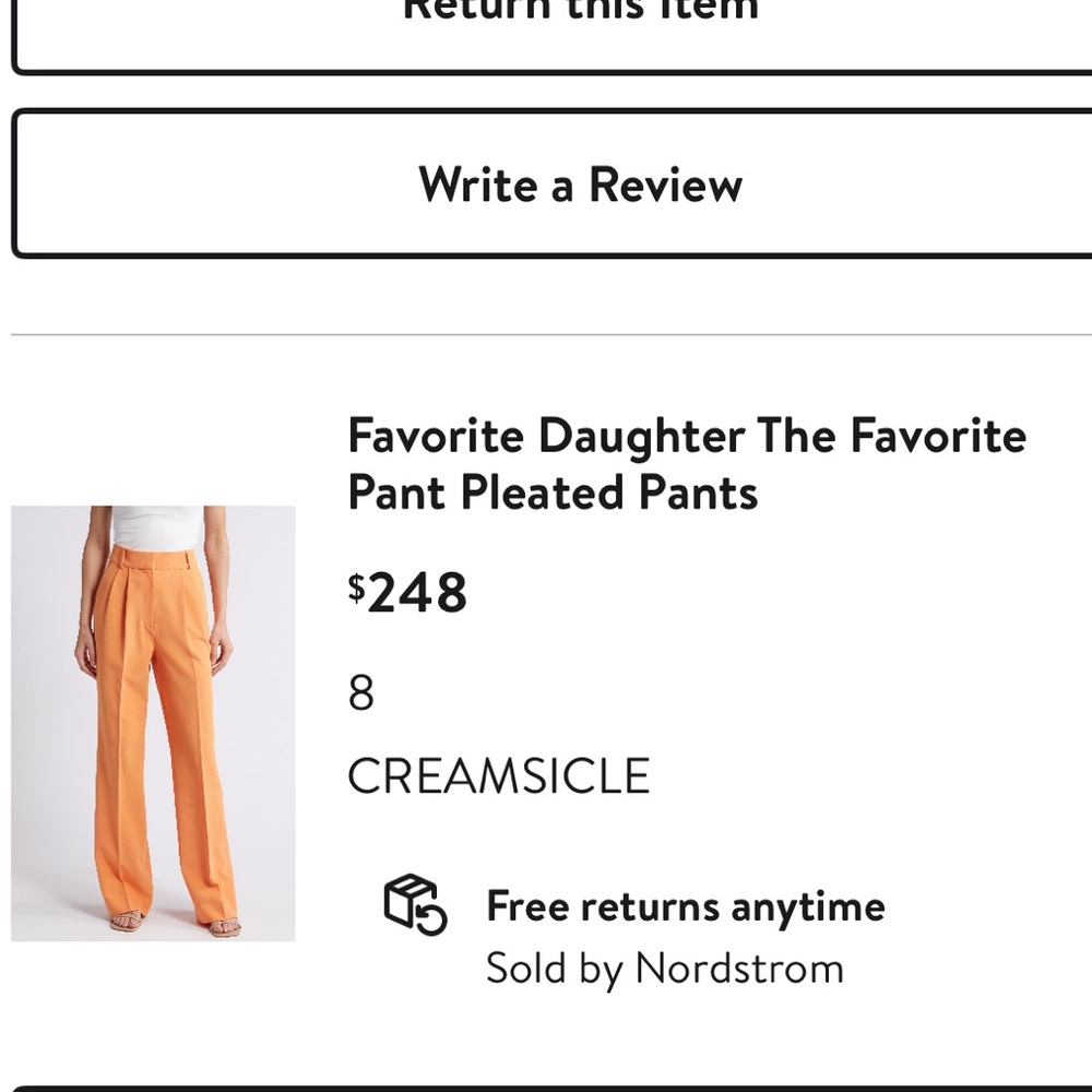 Favorite Daughter creamsicle pleated pants